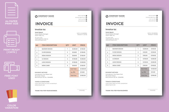 Modern Corporate Invoice Template Design