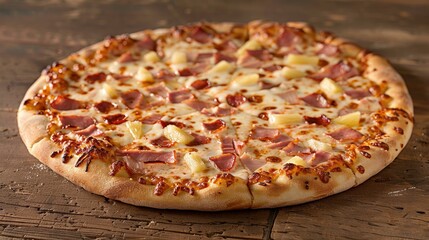 Hawaiian pizza with pineapple and ham, golden crust, Pizza photography
