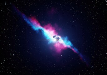 Celestial Encounter: Binary System in Nebula