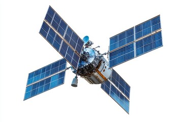 High-tech satellite with solar panels. It is designed for space exploration and communication. The sleek design showcases advanced technology. Generative AI