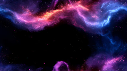 Fototapeta premium There is a gradient of blue and purple in the background, swirling white powder that has a blue glow.