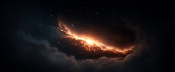 Obraz premium Cosmic Nebula with Fiery Light.