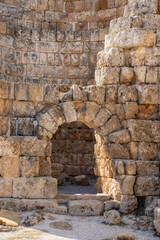Rows of columns in Perge, Antalya, Turkey. Remains of colonnaded street in Pamphylian ancient city.Rows of columns in Perge, Antalya, Turkey. Ancient Kestros Fountain. Aksu, Antalya