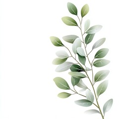 A delicate green leaf branch against a clean white background, symbolizing nature.