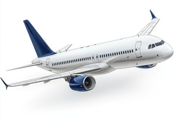 Obraz premium Sleek White Aircraft with Blue Accents in Flight