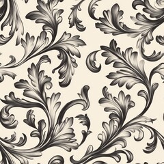 Fototapeta premium Elegant Black and White Floral Pattern seamless, pattern, background, texture
