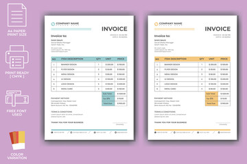 Modern Corporate Invoice Template Design
