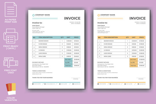 Modern Corporate Invoice Template Design