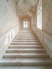 Obraz premium Elegant Marble Staircase in Ornate Historical Interior Setting