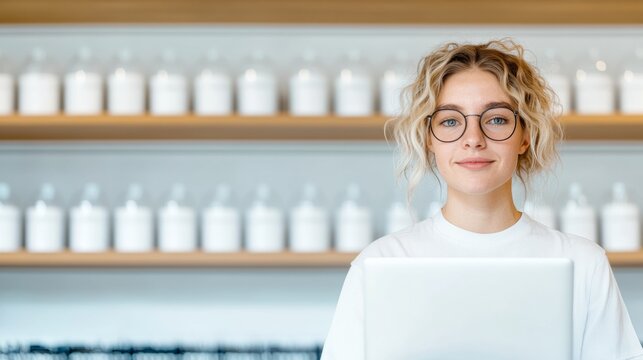 Celebrating National Salesperson Day Young Professional Engaging in Tech Retail Expertise - Powered by Adobe