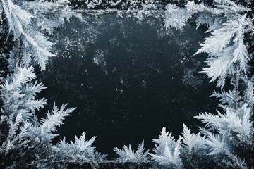 Frosty Ice Crystals Frame Winter Background