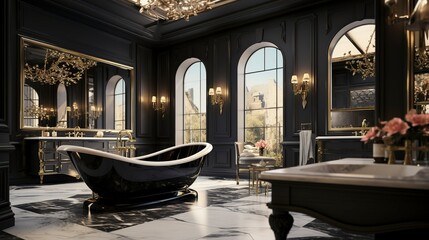 Obraz premium A photo of a glamorous and luxurious master bathroom.