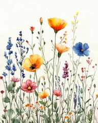 Fototapeta premium Vibrant wildflowers in a beautiful arrangement.