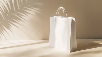 A customizable shopping bag mockup placed on a plain background with soft shadows.