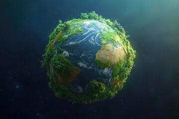 Lush Green Planet Earth in Space Showing Abundant Vegetation