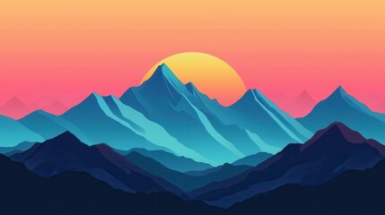 Obraz premium Serene sunrise over mountain peaks captivating nature photography in vibrant colors