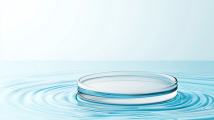 Mockup podium displaying water ripples tranquil environment minimalist aesthetic serene view