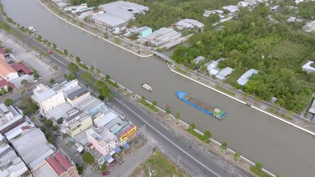 Vi Thanh market Hau Giang Province drone topview