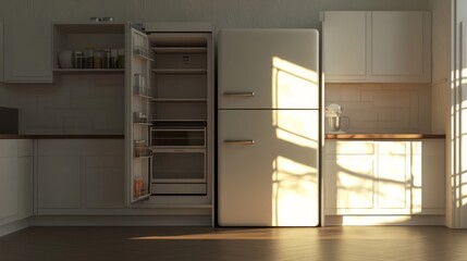 Fototapeta premium an empty refrigerator in the kitchen