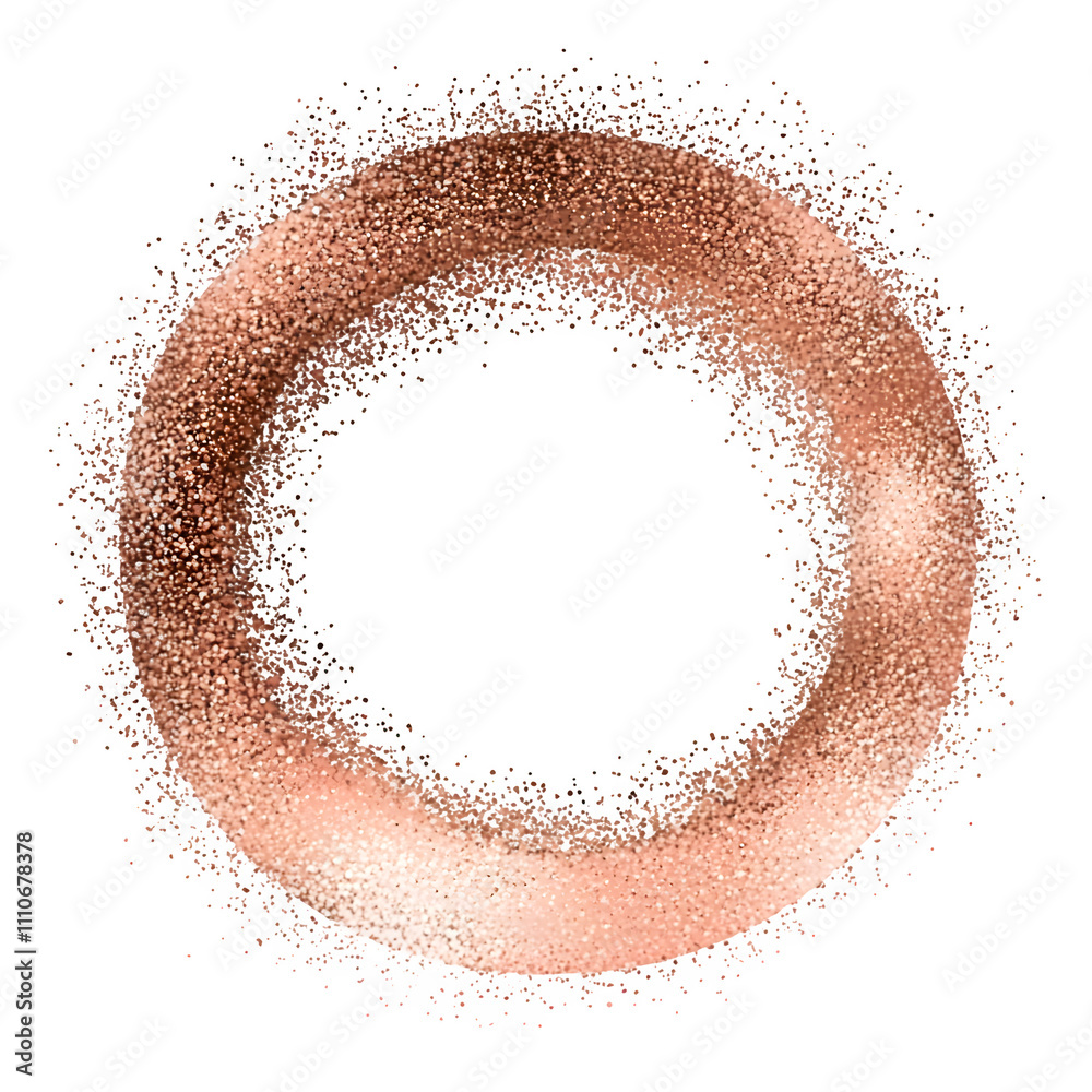 Poster gorgeous rose gold glitter swirling into a sparkling circle on a clear backdrop, ideal for upscale a