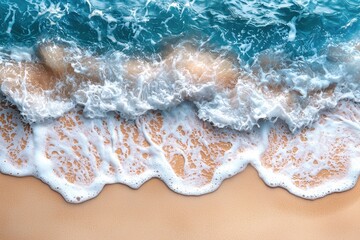 Obraz premium Golden Waves Caressing Sandy Shoreline