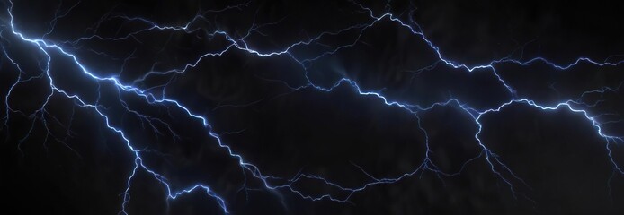 Abstract blue lightning pattern against a black background, abstract, art, fractal