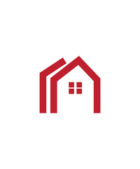 Red house logo design, Real estate house logo icon  vector image

