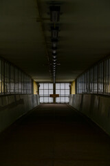 The scene of Hong Kong's pedestrian bridge. Hong Kong cityscape, streetscape. Travel concept and...
