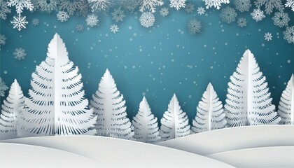 Obraz premium Forest of winter season,Paper vector Illustration