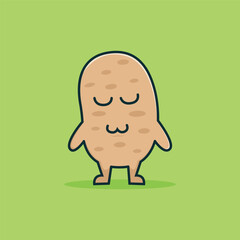 Cute Potato Cartoon Vector Icon Illustration. Vegetables Icon Concept Isolated Premium Vector. Flat Cartoon Style