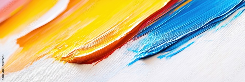 Aufkleber Vibrant Exploration of Color Through Paint Splatters on Canvas in Close-Up Precision