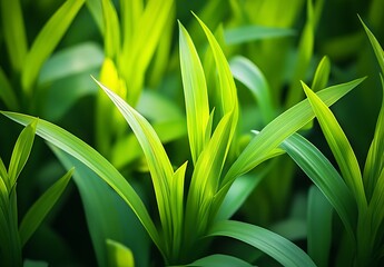 Obraz premium Vibrant Green Blades Of Grass In Sunlight