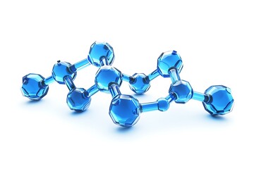 blue molecule structure on white background
