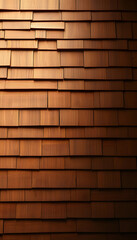 Old brown rustic light bright wooden shingle wall  texture - wood background panorama banner long pattern