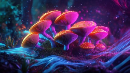 abstract mushroom in the forest