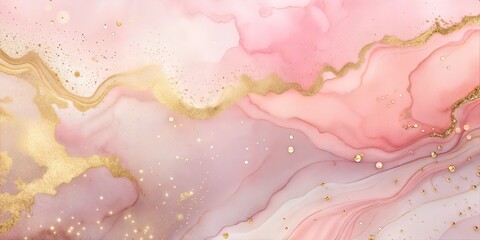 Subtle pink marble with golden veins forming graceful wave patterns