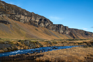 Mountain and a river, south Iceland