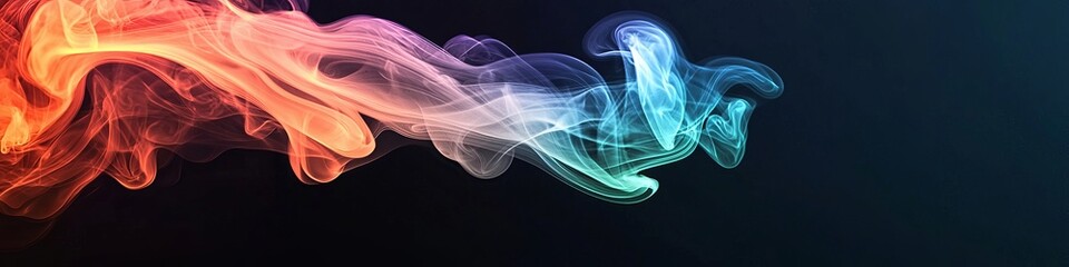 Fototapeta premium Vibrant abstract smoke design in orange and blue hues on a dark background.