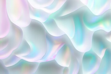 Fototapeta premium Iridescent pastel rainbow background with holographic foil abstract wavy texture.
