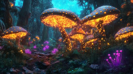 abstract mushroom in the forest