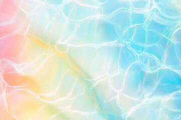 Iridescent pastel rainbow background with holographic foil abstract wavy texture.