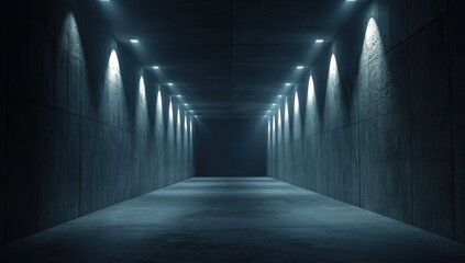 Illuminated Concrete Corridor