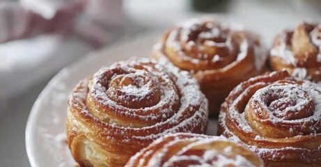 Cinnamon Croissant Rolls Mimicking a Winter Blizzard. AI generated illustration.