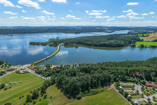 Die Urlaubsregion Fr&auml;nkisches Seenland bei Enderndorf am Gro&szlig;en Brombachsee von oben