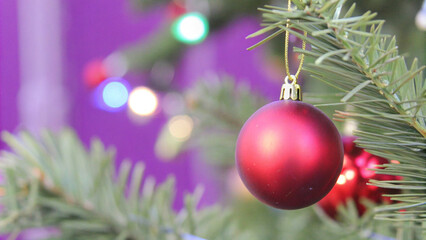 Christmas decoration on a tree Red ornament 