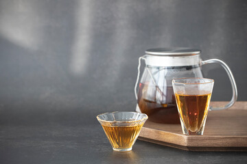 transparent glass cup and teapot set