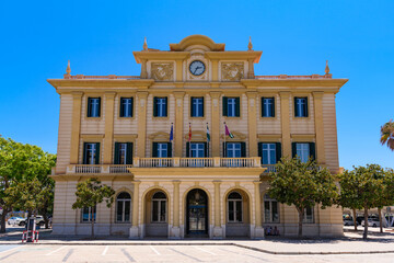 Obraz premium Malaga, Spain - August 02, 2024:Malaga Port Authority Building - Malaga, Andalusia, Spain