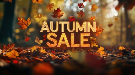 Fall season sale advertisement promotion poster template design.