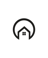 Black color house logo design, Real estate house logo icon  vector image