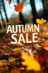 Fall season sale advertisement promotion poster template design.